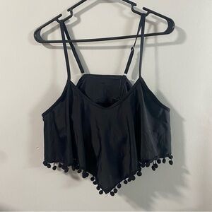NWT My CoCo Plus Size Black Pom-Pom Trim Women’s Bikini Top